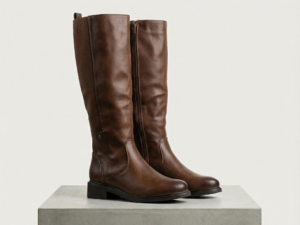 Botas "Second Skin" Marrón de Caña Alta y Tacón Bloque