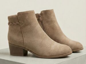 Botines de Ante Beige/Taupe con Trenza
