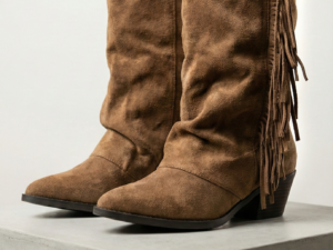 Botines Bajos Boho de Antelina Camel con Flecos
