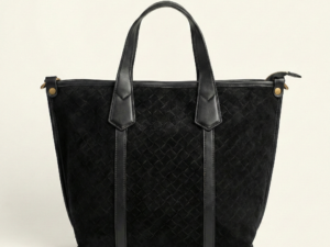 Bolso Tote Mediano en Antelina con Grabado de Rombos