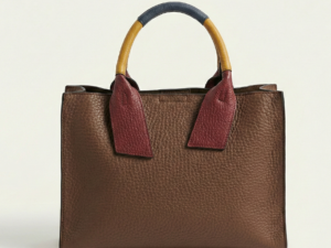 Bolso Tote con Solapa y Asas de Contraste Chocolate