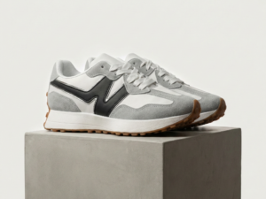 Sneakers Estilo 70s – Modelo «Track» GrisBlanco