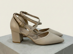 Stilettos Cómodos de Tacón Bloque con Tiras Cruzadas Nude