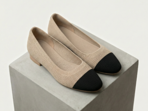 Zapatos Negros Planos Estilo 'Cap Toe' en Punto Elástico